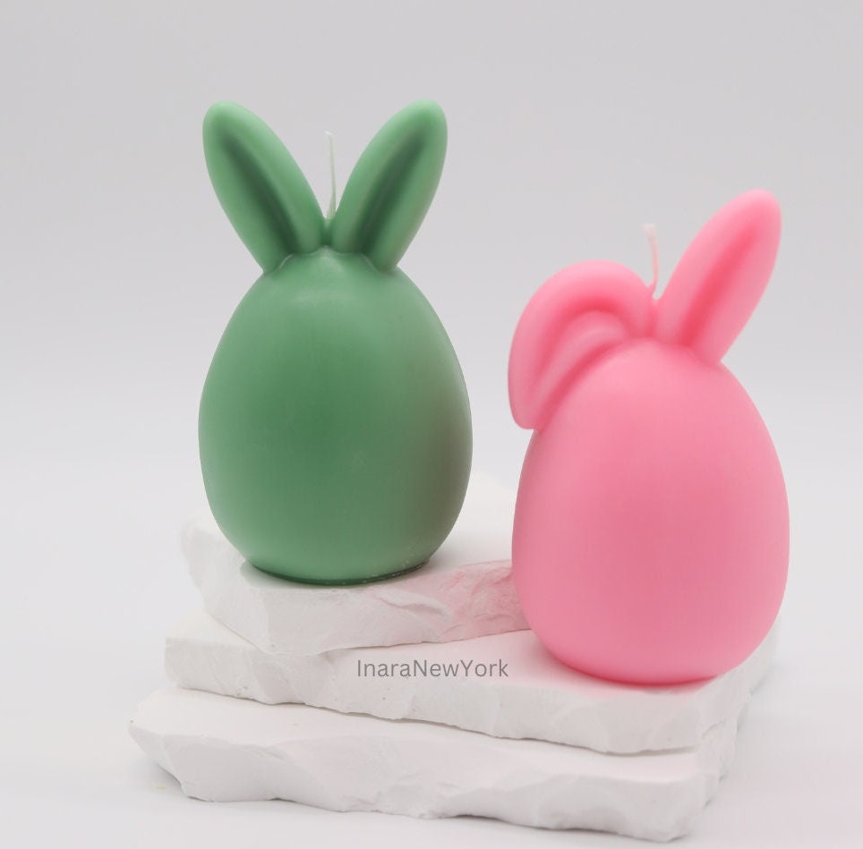 Easter bunny candle shaped candle | egg candle| egg bunny | unique home décor | custom gift | cute egg candle with ears |