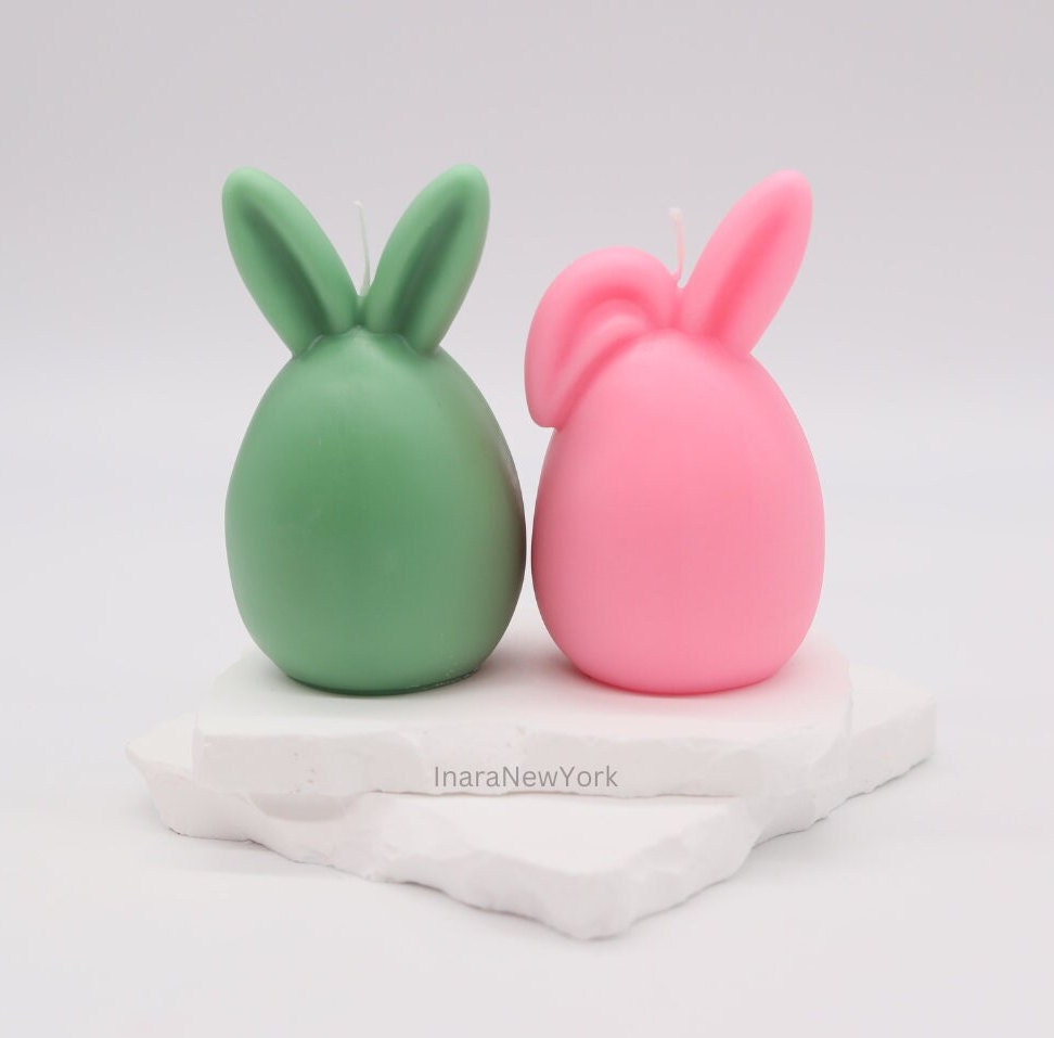 Easter bunny candle shaped candle | egg candle| egg bunny | unique home décor | custom gift | cute egg candle with ears |