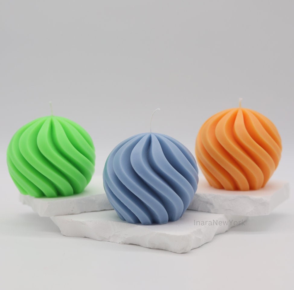 minimalistic home décor, housewarming, agooboo, neon, 3dcandle, swirl sphere, swirl ball candle handmade unique gift, modern , spring summer home décor, aesthetic décor