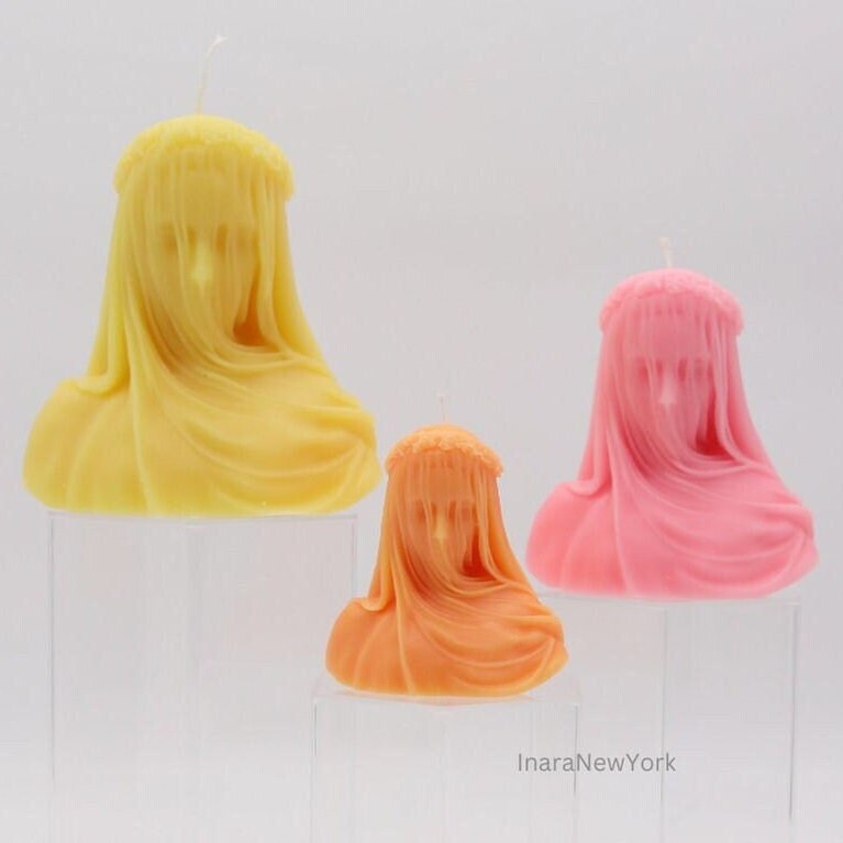 Free shipping | virgin veiled lady | holiday décor | sculptural candle | housewarming candle | handmade candle | abstract face candle