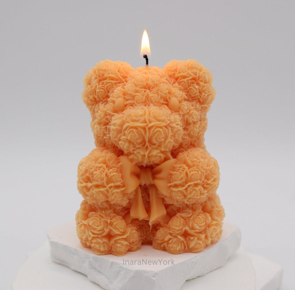 Teddy bear candle | birthday | anniversary | valentines day gift| baby shower gift| flower teddy candle| custom gift | cute