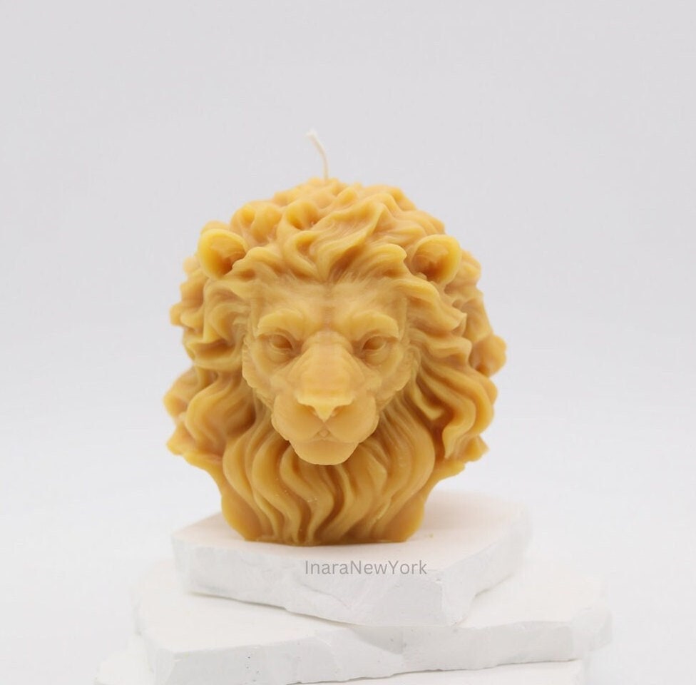 lion head candle, lion candle, rustic farmhouse décor, housewarming gift, agooboo lion candle, inara newyork candle, lion candle, lion face, lion dance,