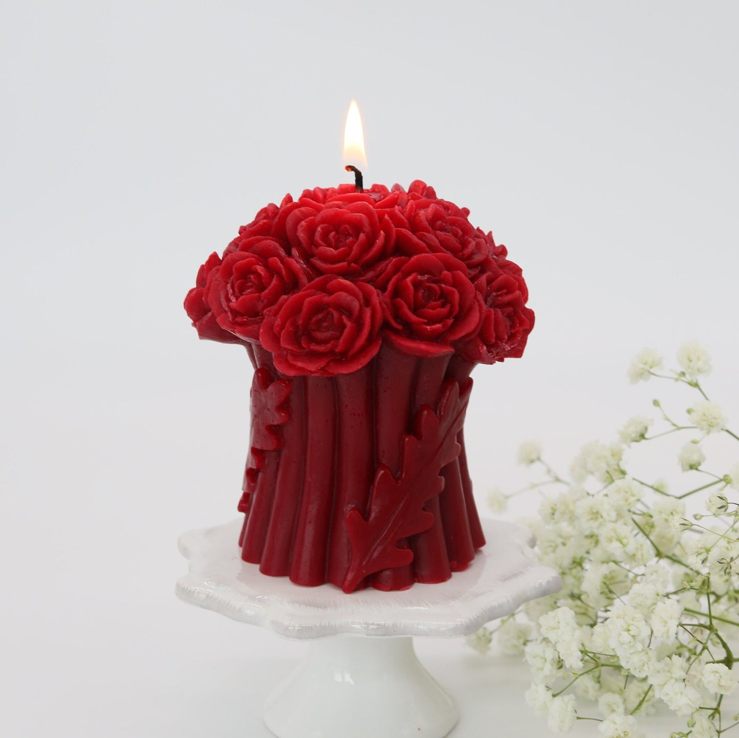 valentines flower bouquet candle, flower bouquet, wedding gift, wedding favor rose bouquet, romantic gift, housewarming, couple gift ideas, anniversary gift