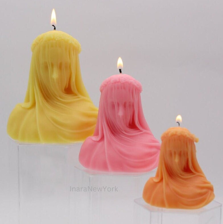 Free shipping | virgin veiled lady | holiday décor | sculptural candle | housewarming candle | handmade candle | abstract face candle