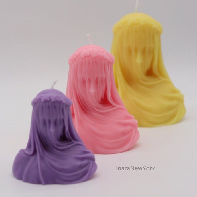 Free shipping | virgin veiled lady | holiday décor | sculptural candle | housewarming candle | handmade candle | abstract face candle