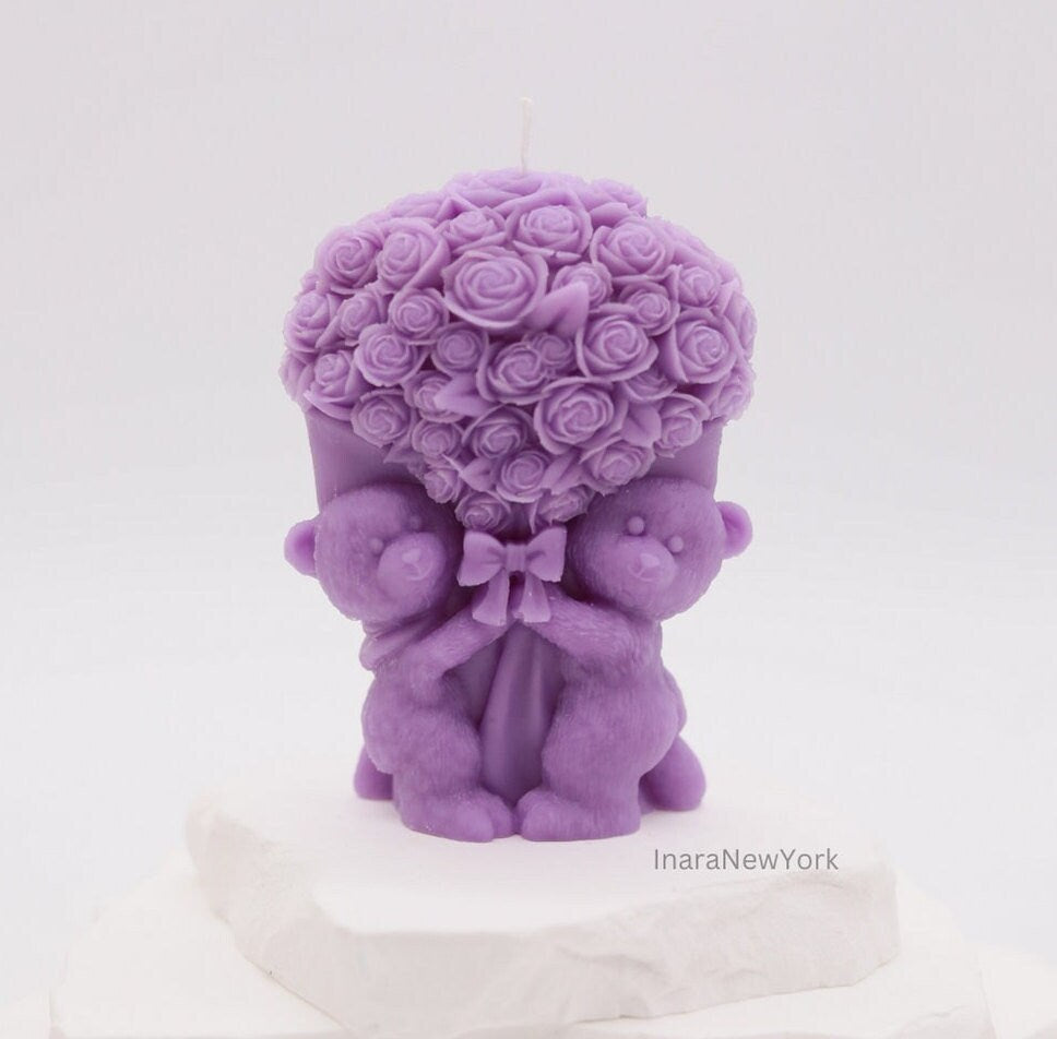 valentines flower bouquet candle, flower bouquet, wedding gift, wedding favor teddy rose bouquet, romantic gift, housewarming, couple gift ideas, anniversary gift