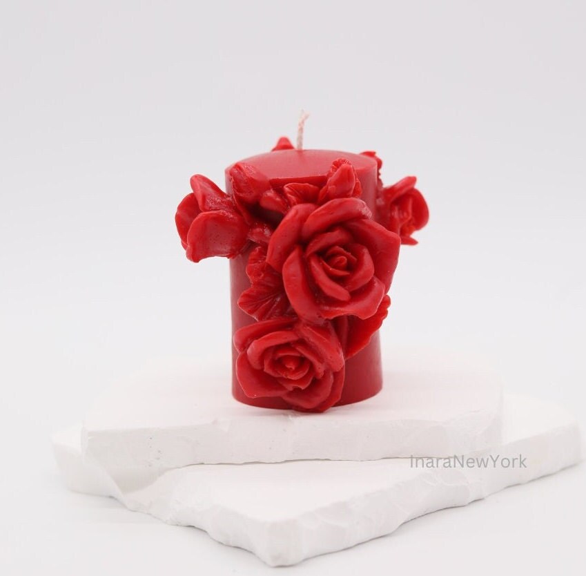 Flower pillar shaped candle | valentines candle| love candle | sculptural candle | handmade | wedding gift | custom