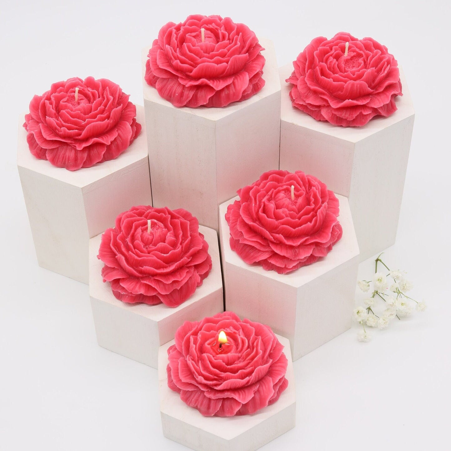 Flower shaped candle | wedding candle | sculptural candle | housewarming candle | handmade candle | peony candle |
