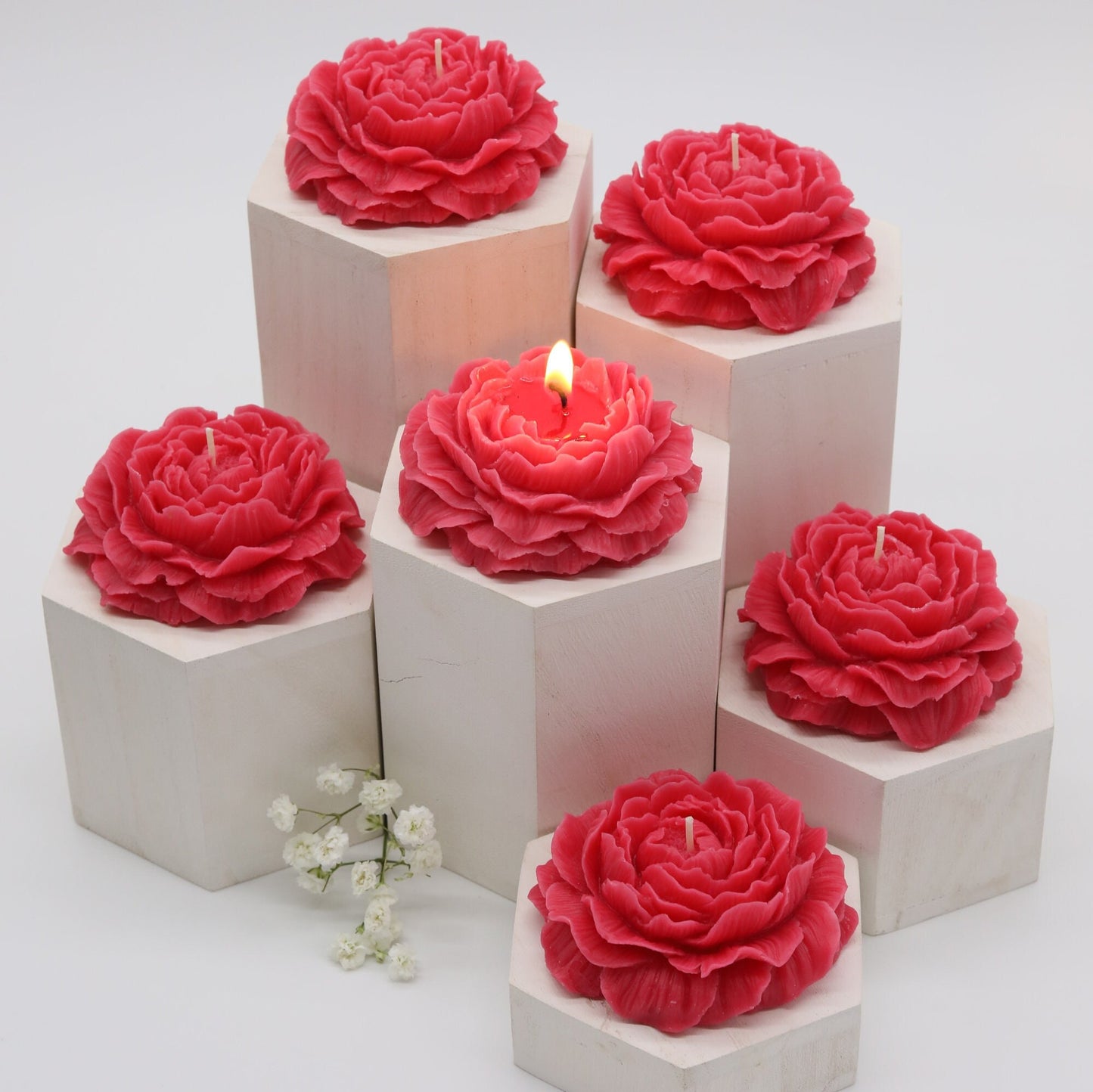 Flower shaped candle | wedding candle | sculptural candle | housewarming candle | handmade candle | peony candle |