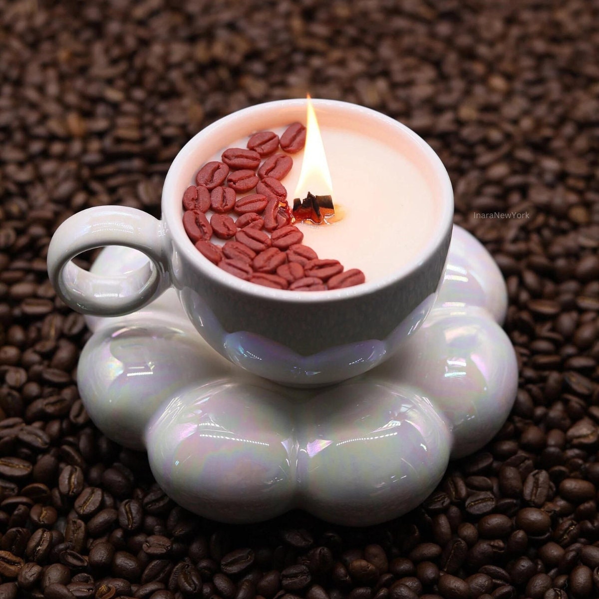 coffee candle, coffee cup, cup candle, chai candle, chai tea candle