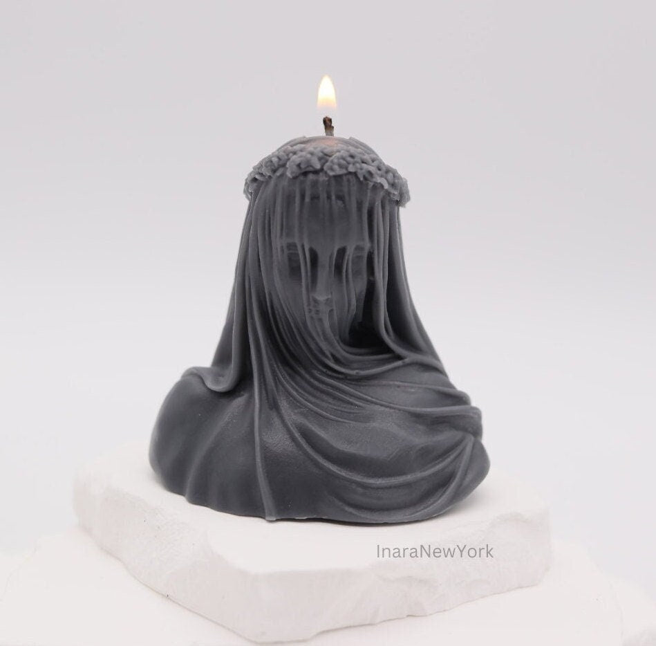 veiled lady, sculptural candle , abstract candle, virgin lady , custom gift, agooboo, goddess, roman goddess candle, sexy body candle, modest minimalistic home décor