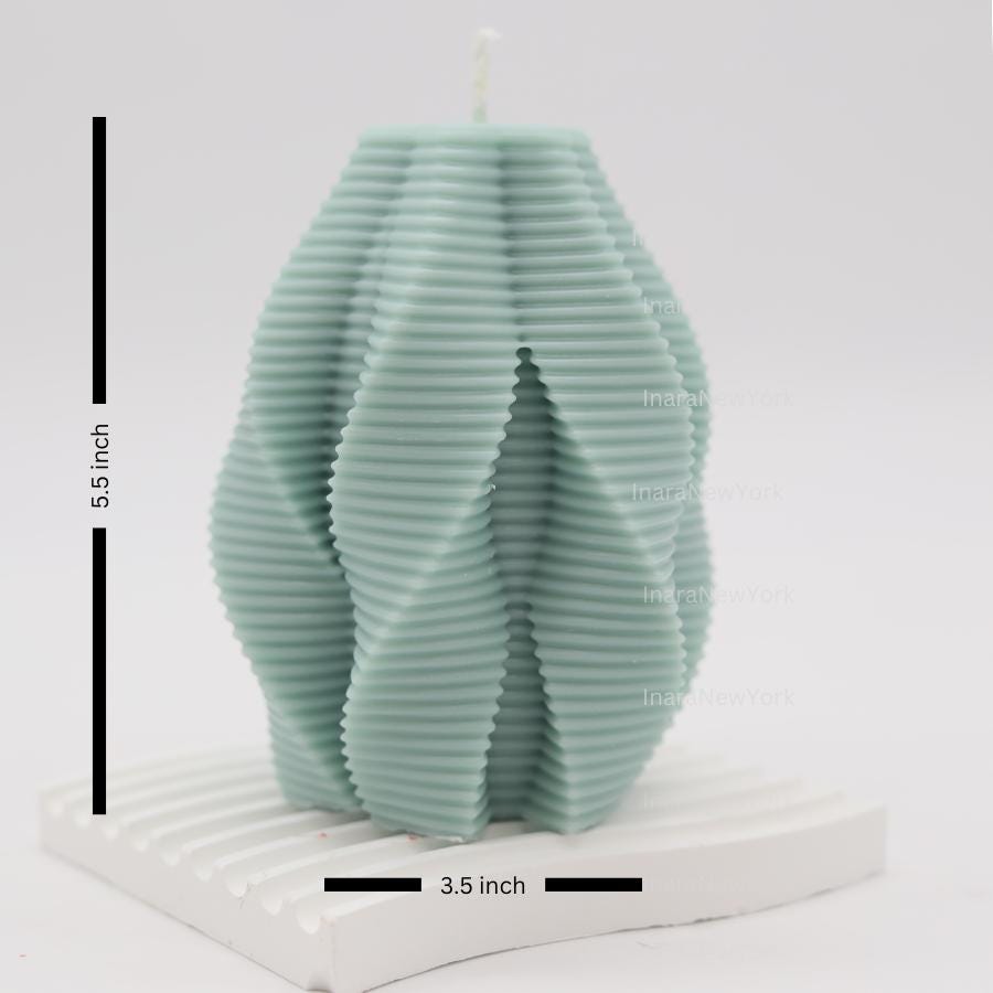 unique ribbed spiral candle, 3d square cube sculpture candle, aesthetic home décor, minimalistic modern candle, c