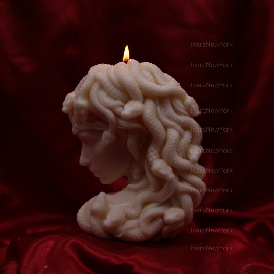 medusa head | luxury sculptural candle | housewarming candle | handmade candle | abstract face candle | snake woman candle