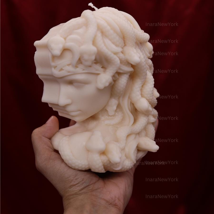 medusa head | luxury sculptural candle | housewarming candle | handmade candle | abstract face candle | snake woman candle