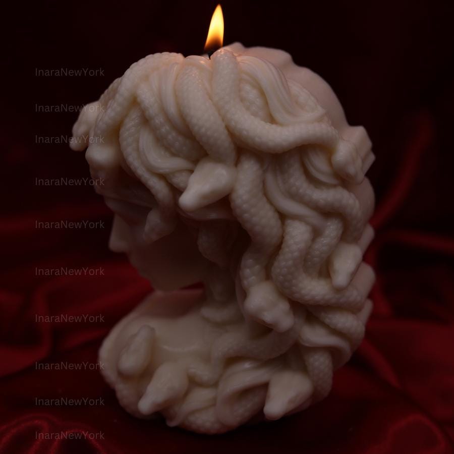 medusa head | luxury sculptural candle | housewarming candle | handmade candle | abstract face candle | snake woman candle