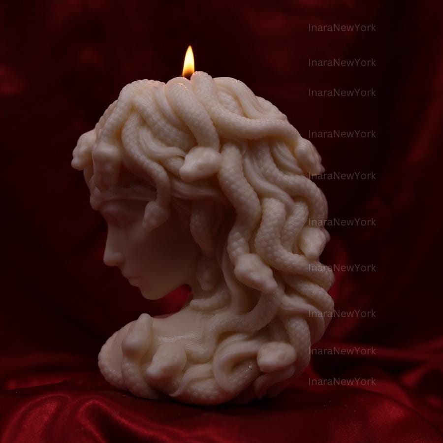 medusa head | luxury sculptural candle | housewarming candle | handmade candle | abstract face candle | snake woman candle