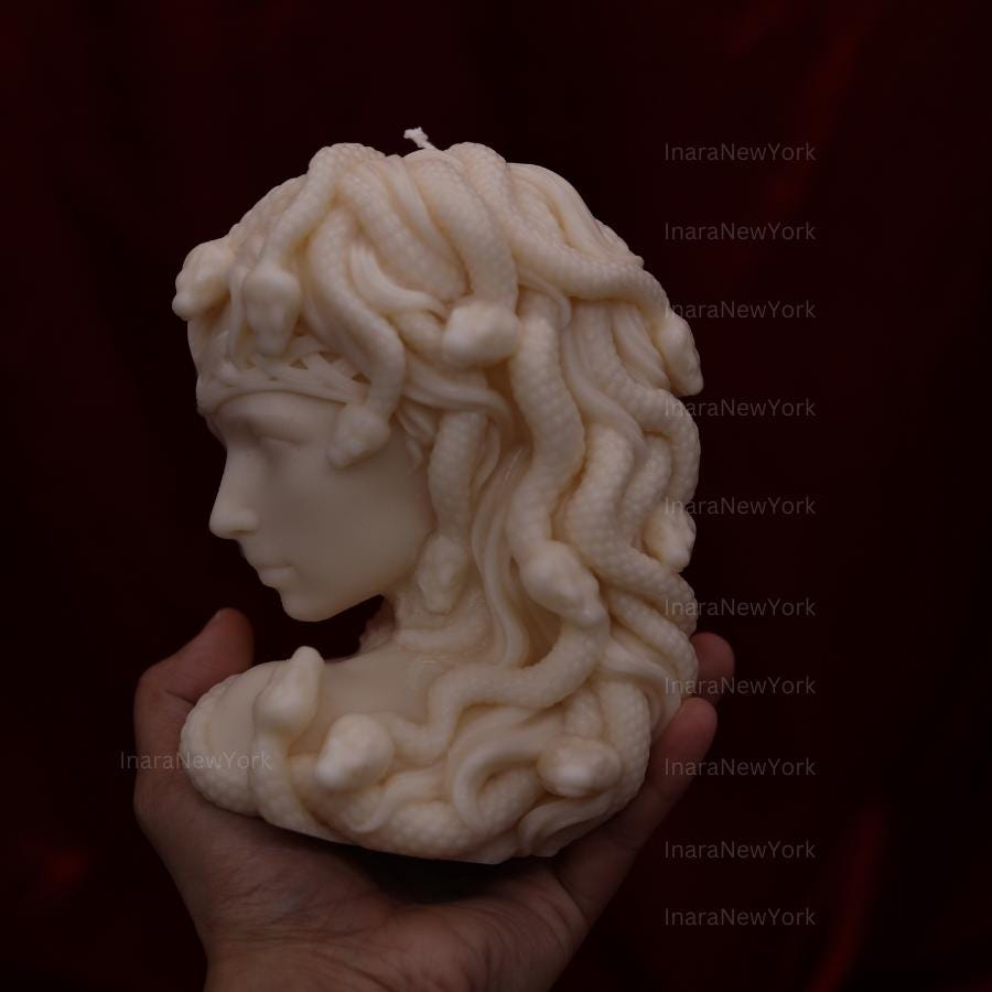 medusa head | luxury sculptural candle | housewarming candle | handmade candle | abstract face candle | snake woman candle