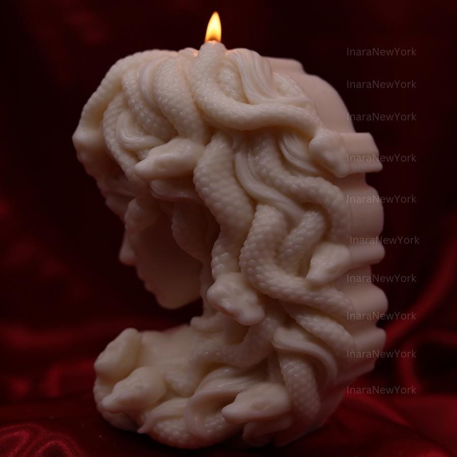 medusa head | luxury sculptural candle | housewarming candle | handmade candle | abstract face candle | snake woman candle