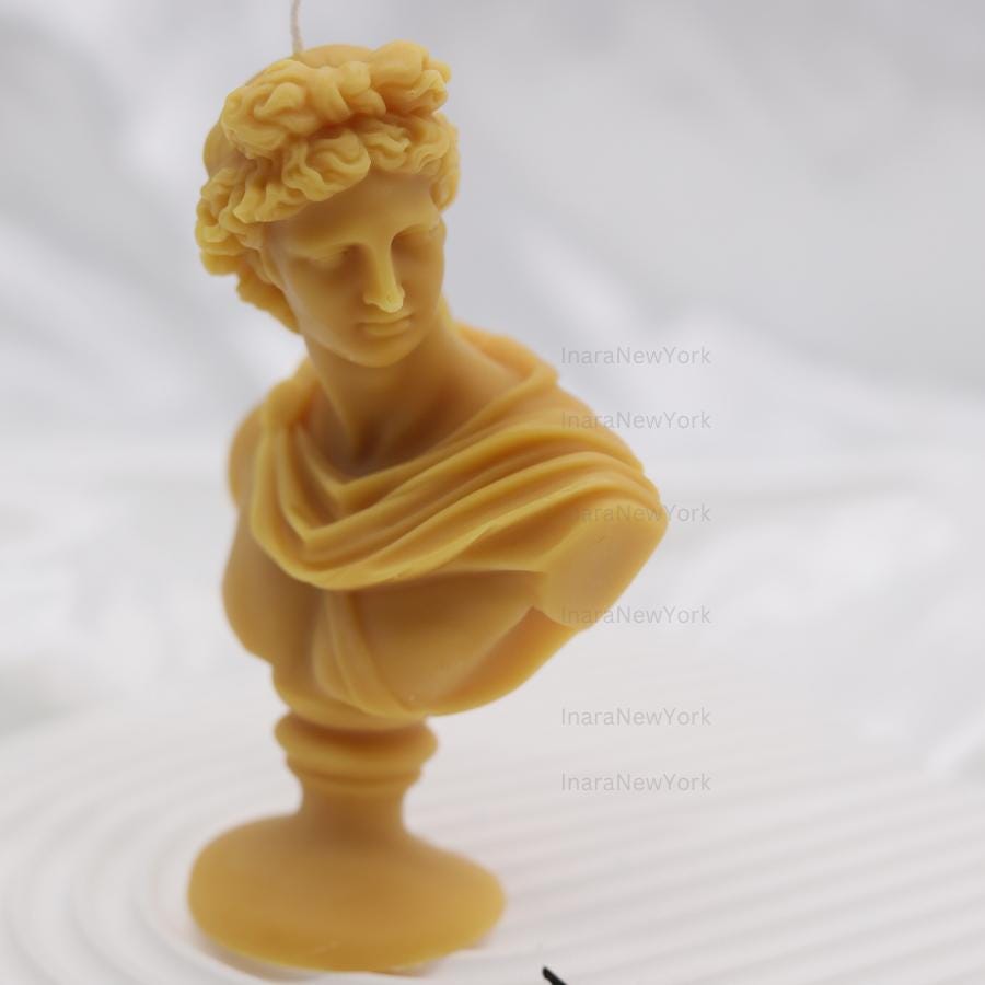 Artemis Bust Candle – Handmade Soy Wax Sculpture, Greek God apollo candle, antique Decor, male man home decor