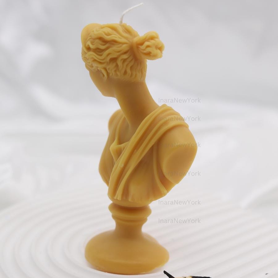 Artemis Bust Candle – Handmade Soy Wax Sculpture, Greek Goddess candle, antique Décor, sculpture home decor