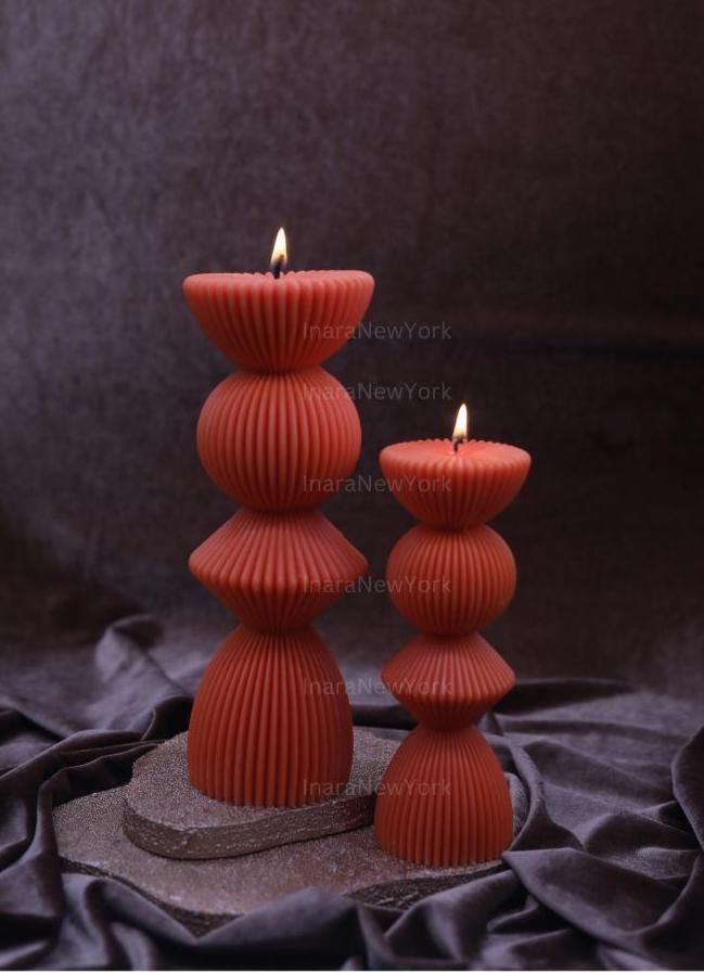 Oversized Ribbed Pillar Candles - Statement Candles Decor - Cozy Ambiance for Any Space - Wedding Candles Gift-Gift for Her Him