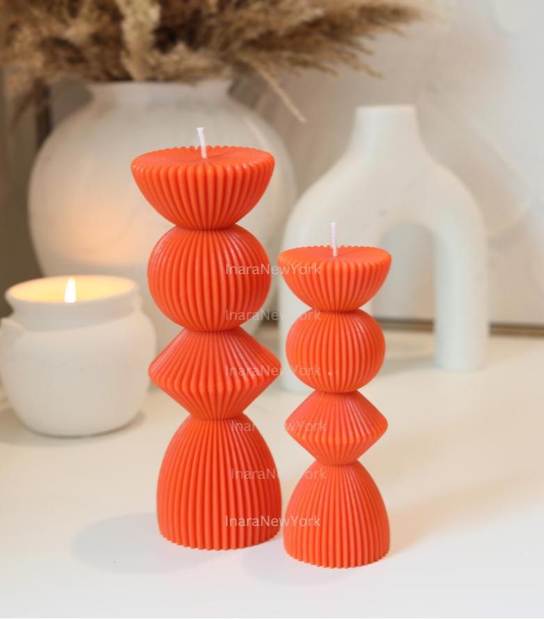 Oversized Ribbed Pillar Candles - Statement Candles Decor - Cozy Ambiance for Any Space - Wedding Candles Gift-Gift for Her Him