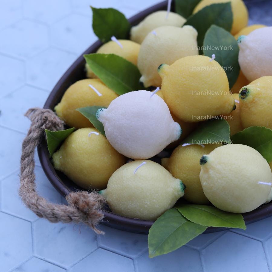 Lemon Candle, Shaped Candle, Unique Home Decor Gift, Gift for her, Mothers Day gift, Fruit candle, Scented decorative candle, Soy wax candle
