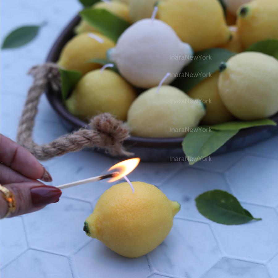 Scented Lemon Candles - Lemon Candle - Scented Candle - Aestethic Candles - Kitchen Decor Candle - Home Decor Candle - Tiny Lemon Candle