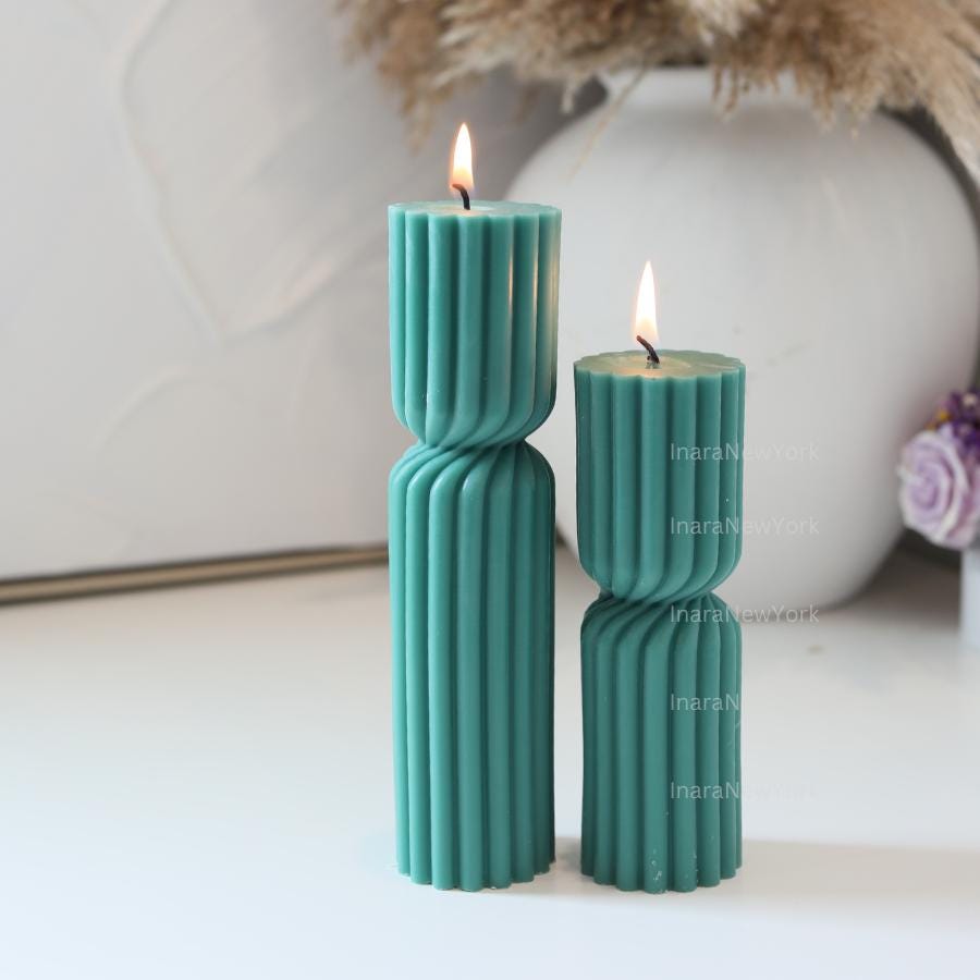 Twisted Ribbed Pillar Candle - Perfect Home Decor Accent - Cozy Ambiance for Your Space - Wedding Candles Gift - Birthday candle gift