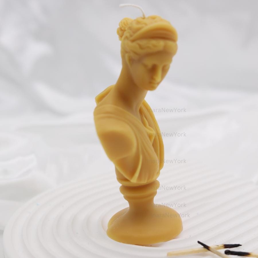 Artemis Bust Candle – Handmade Soy Wax Sculpture, Greek Goddess candle, antique Décor, sculpture home decor