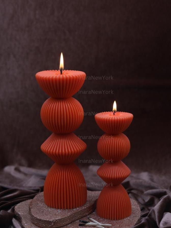 Oversized Ribbed Pillar Candles - Statement Candles Decor - Cozy Ambiance for Any Space - Wedding Candles Gift-Gift for Her Him