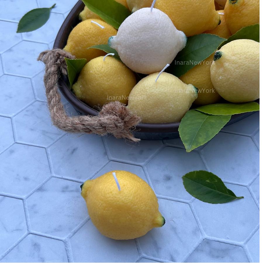 Lemon shaped candle garden party candle original hostess gift food candle soy wax yellow candle fruit candle lemon scent kitchen decor