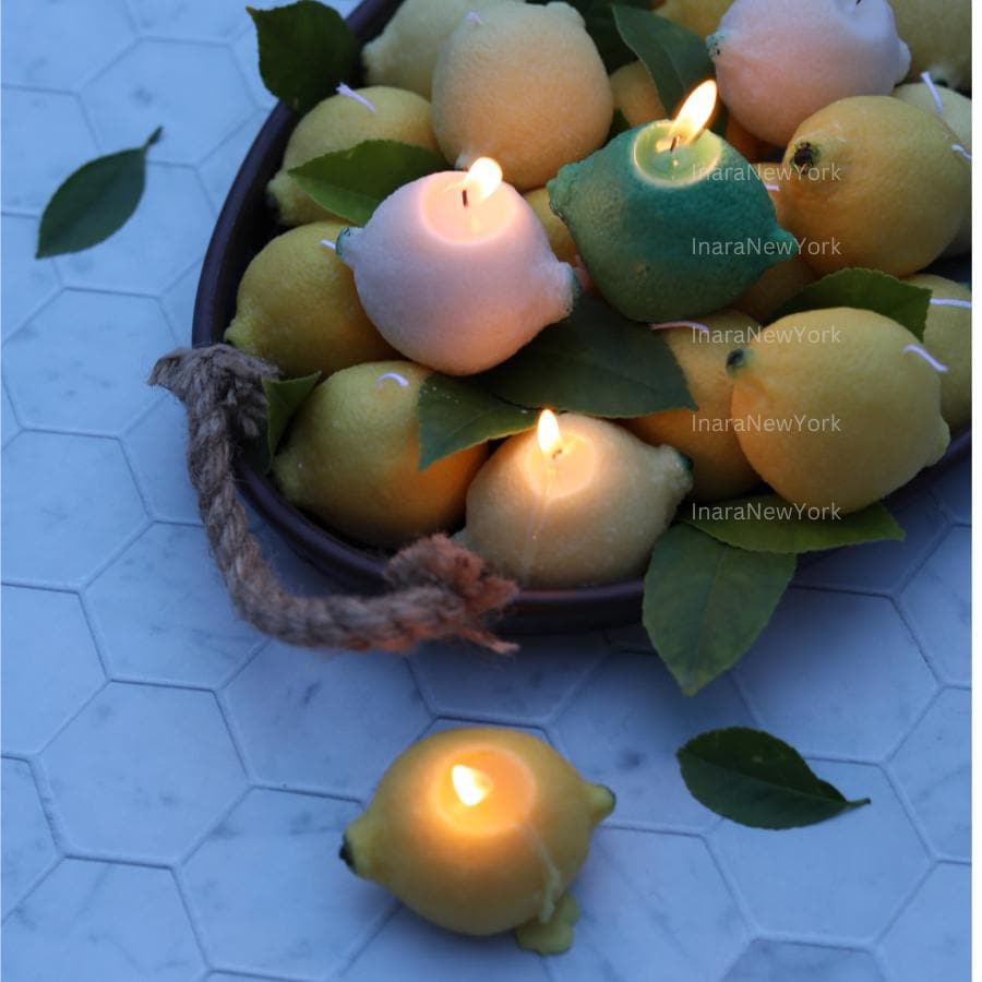 Lemon shaped candle garden party candle original hostess gift food candle soy wax yellow candle fruit candle lemon scent kitchen decor