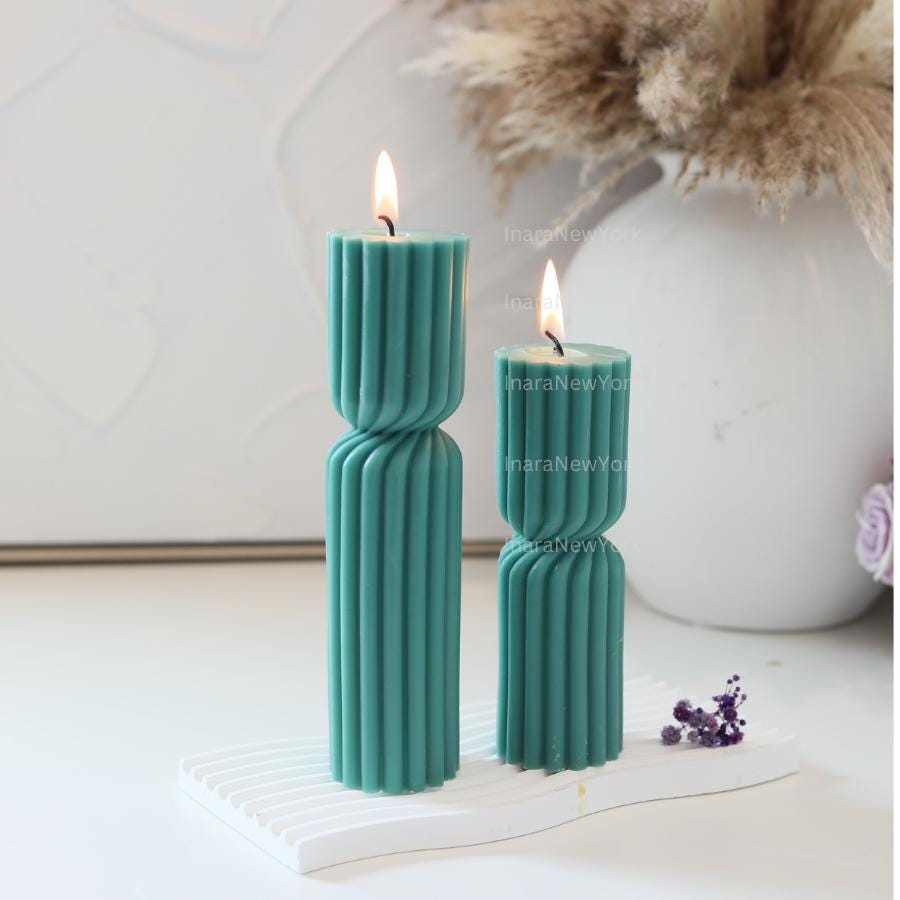 Twisted Ribbed Pillar Candle - Perfect Home Decor Accent - Cozy Ambiance for Your Space - Wedding Candles Gift - Birthday candle gift