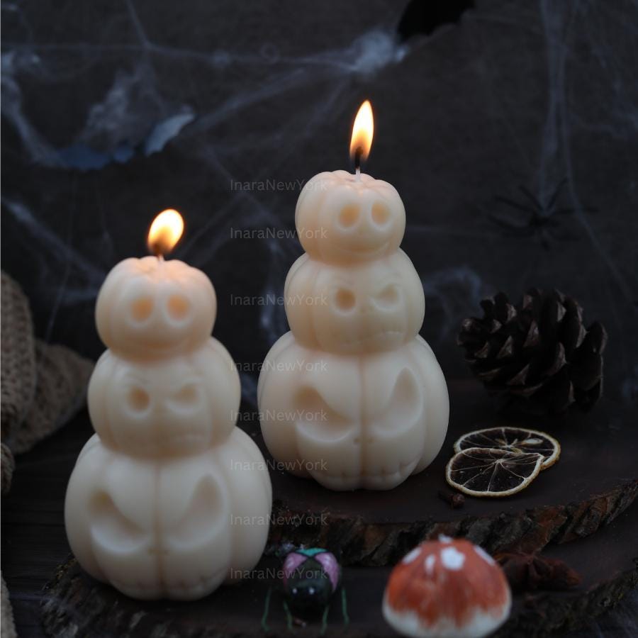 Autumn Pumpkin Candle - Halloween Candle - Thanksgiving Table Centerpiece - Fall Candle Gift for Her - Spooky Home Decor Accessory