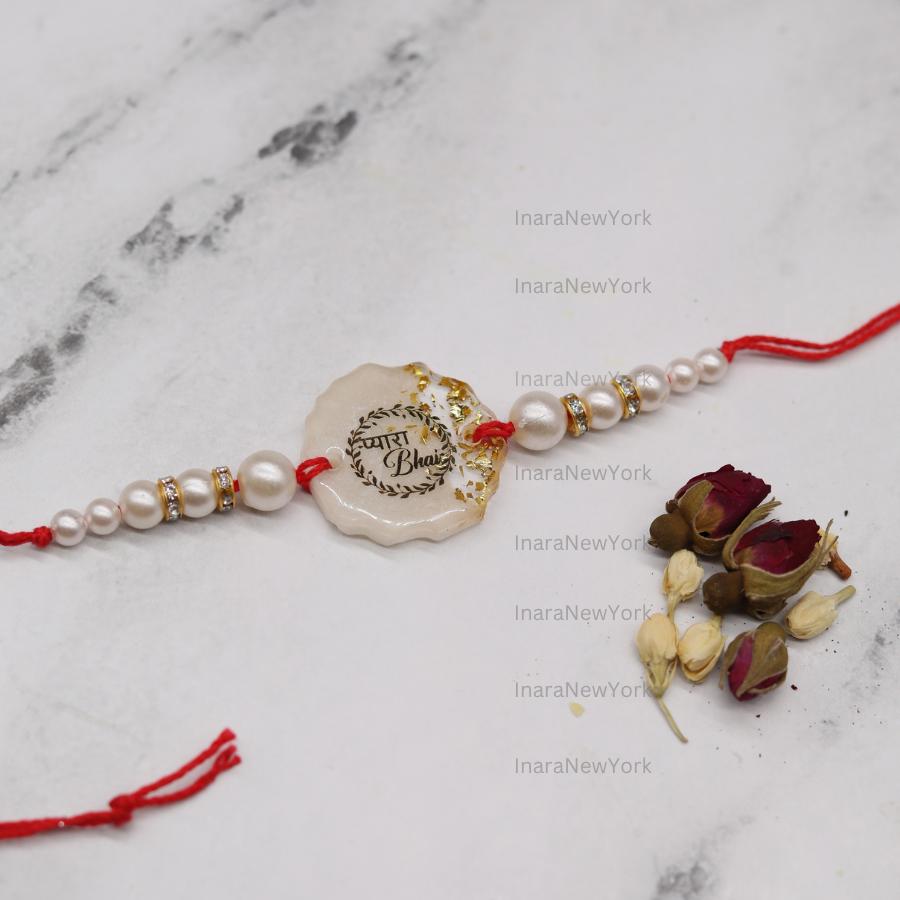 Raksha Bandhan Gift Set with Resin Tray, Candles & Rakhi — Handmade Resin Gold Flake Tray, Festive Rakhi Thali, Brother Sister Gift