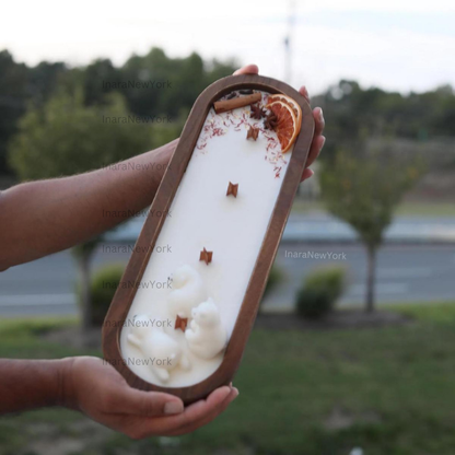 Christmas candle| Farmhouse dough bowl Candle | winter gift | holiday gift | custom scent| farmhouse candle | doughbowl scented candle