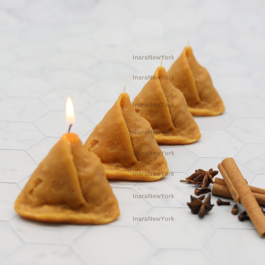 bulk  50 samosa candle | Holi décor | Indian candle | housewarming | Diwali gift| puja gift| ladoo candle | mithai box |