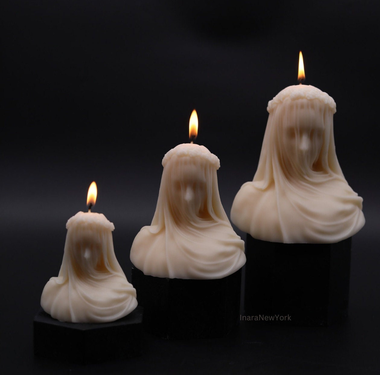 large virgin veiled lady | holiday décor | sculptural candle | housewarming candle |abstract face candle | custom candle