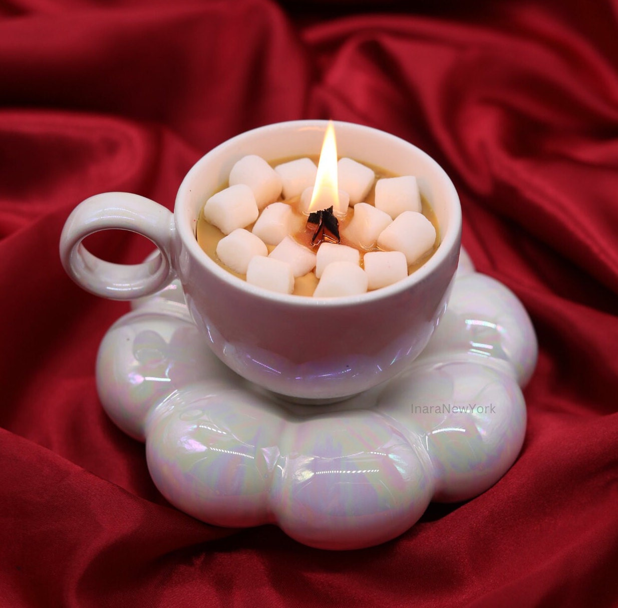 Marshmallow candle | soy wax candle wooden wick candle | birthday| marshmallow | custom