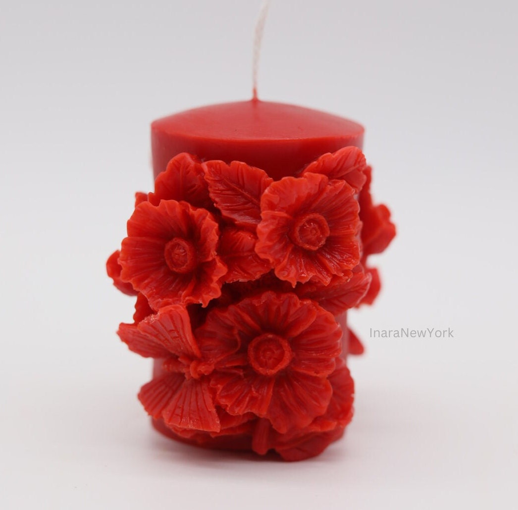 flower pillar shaped candle | valentines candle| love candle | sculptural candle | handmade | wedding gift | custom