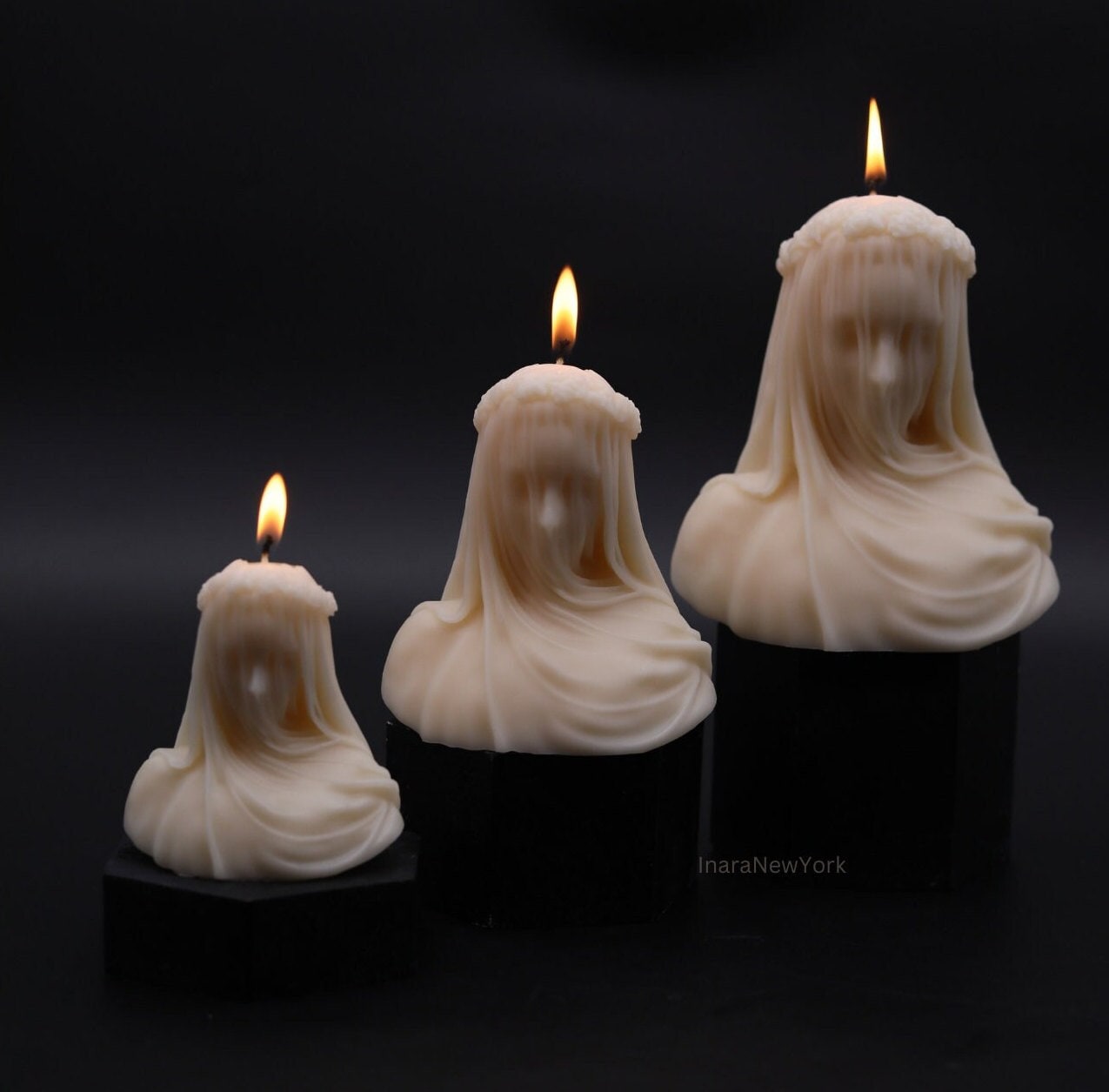 virgin lady, virgin veiled lady, goddess candle, roman goddess, minimalistic home décor, housewarming, agooboo, pink glow candle,