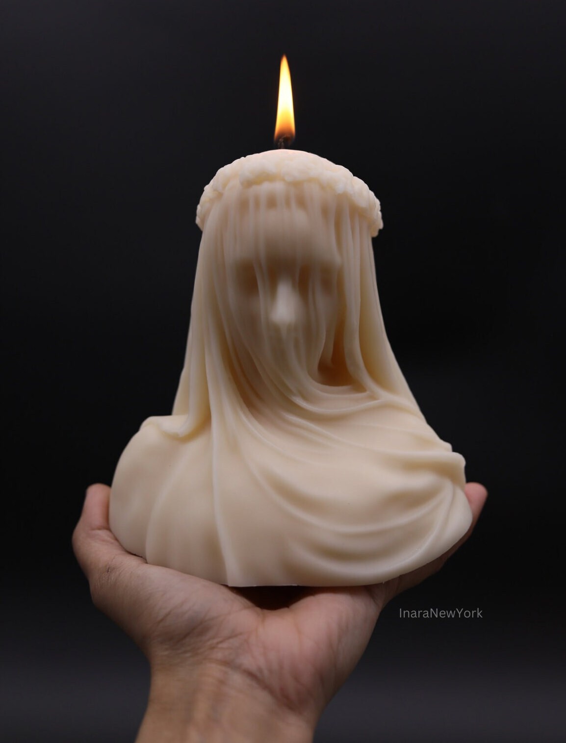 large virgin veiled lady | holiday décor | sculptural candle | housewarming candle |abstract face candle | custom candle