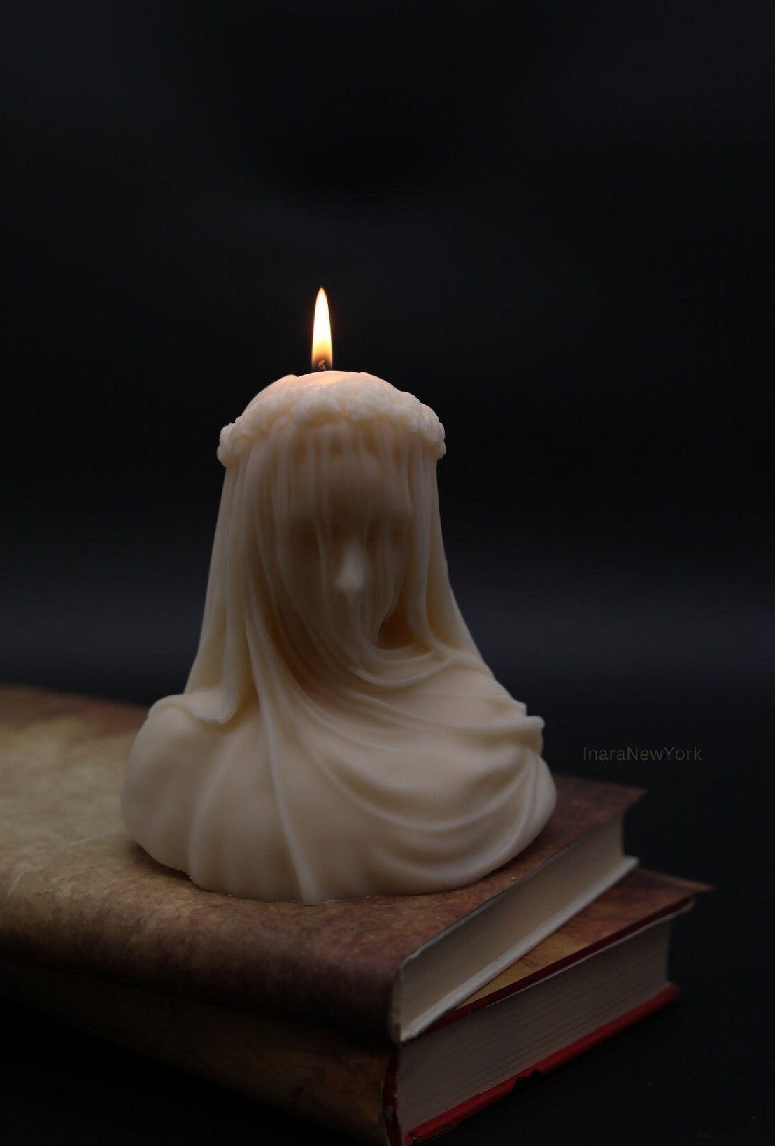 large virgin veiled lady | holiday décor | sculptural candle | housewarming candle |abstract face candle | custom candle