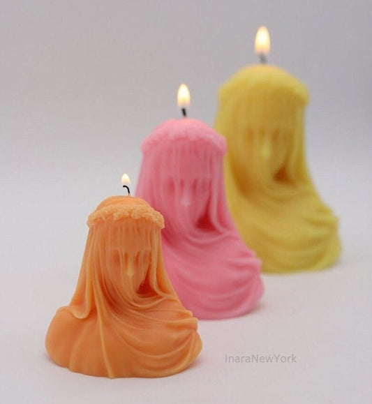 virgin lady, virgin veiled lady, goddess candle, roman goddess, minimalistic home décor, housewarming, agooboo, pink glow candle, housewarming gift, anniversary gift, birthday gift