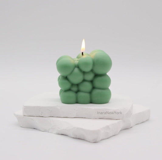 bubble candle, abstract candle, home décor, housewarming, birthday, unique gifts, bubble candles, agooboo, inaranewyork, bubble magic cube, cube candle, silicone mold, aromatherapy candle,