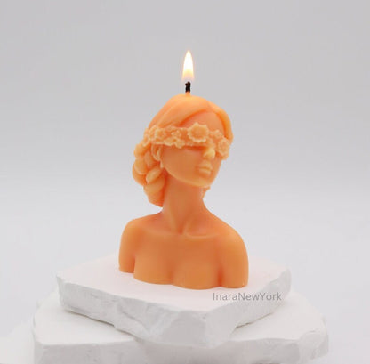 blindfolded closed eyes lady candle |sculptural candle | housewarming candle | abstract candle | woman body candle | custom gift