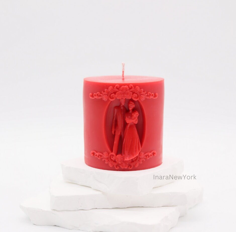 wedding pillar candle | valentines candle| love candle | sculptural candle | newly weds candle, wedding gift | custom