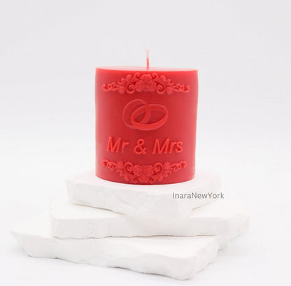 wedding pillar candle | valentines candle| love candle | sculptural candle | newly weds candle, wedding gift | custom