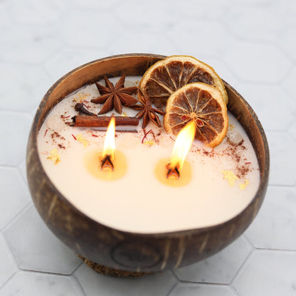 pumpkin chai Scented | Coconut shell Candle | All Natural | chakra healing Candle | housewarming | holiday gift | pumpkin